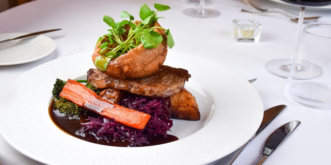 A 2-course Sunday lunch for two, plus a hot drink each, is £39