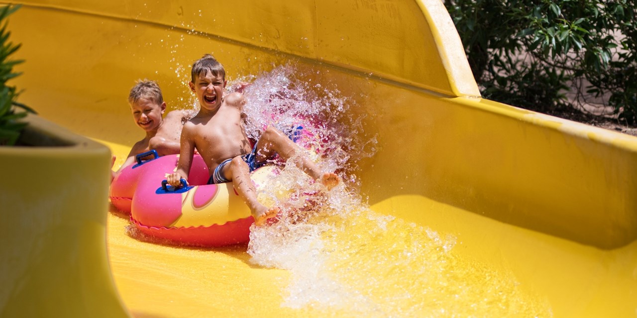 Grab an inner tube and try out one of the many waterslides