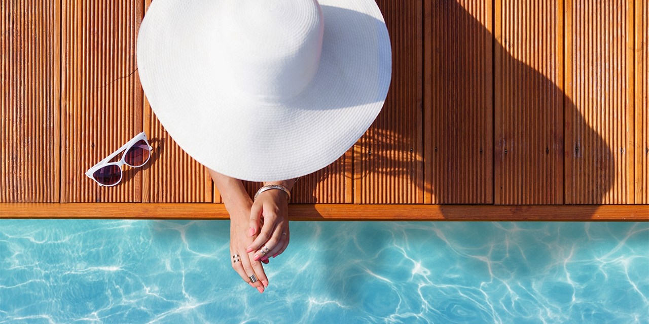 A woman by the pool