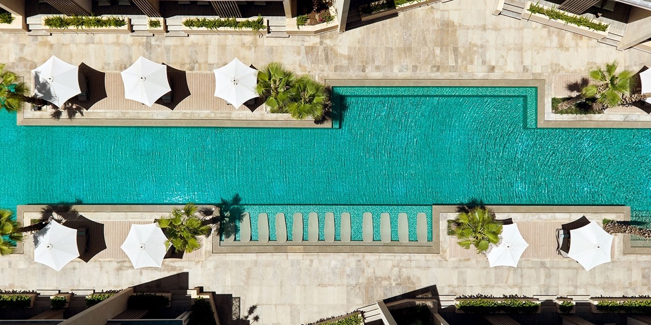 Aerial view of the main swimming pool