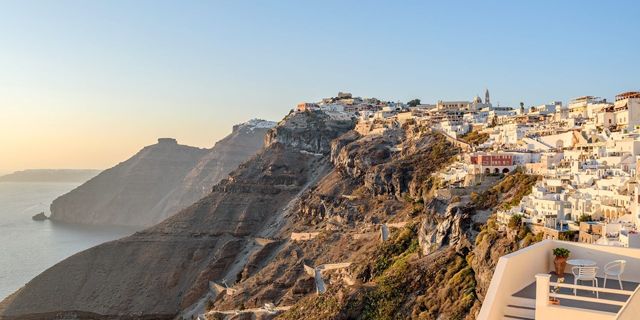 The hotel operates a shuttle bus to the island's capital, Fira