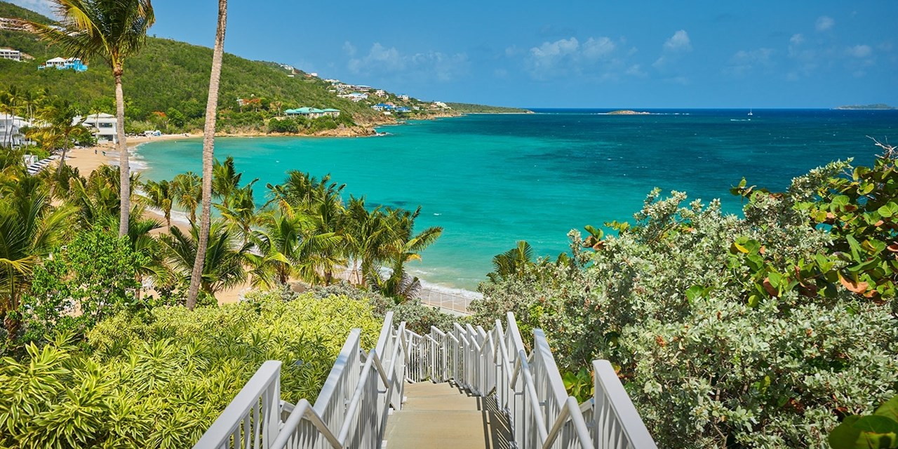 The resort is steps away from Morningstar Beach