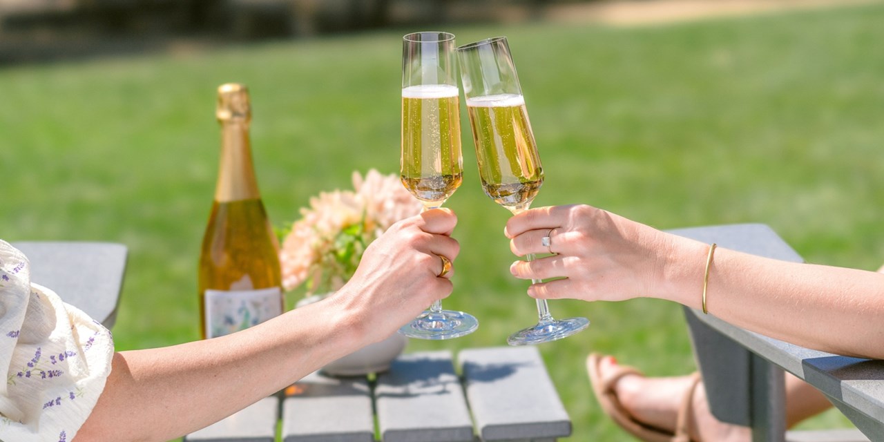 Sip your wine in reserved Adirondack chairs