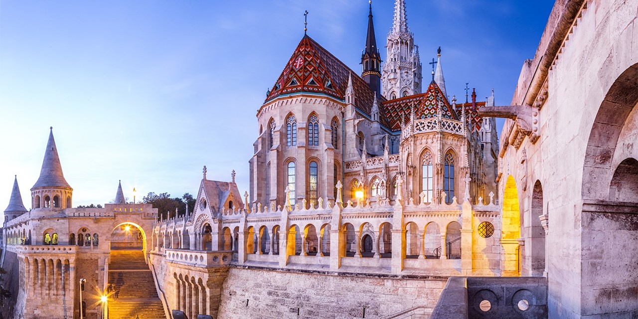 Fisherman's Bastion in Budapest at dusk