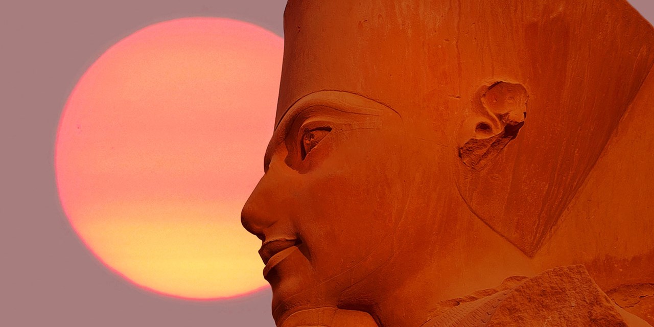 Ramses II, his relief seen here at sunset, expanded the Karnak Temple complex