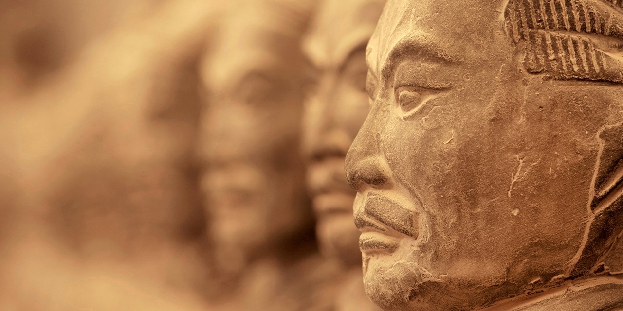 A Terracotta Warrior from the famous ancient clay army of China's first emperor, Qin Shi Huang