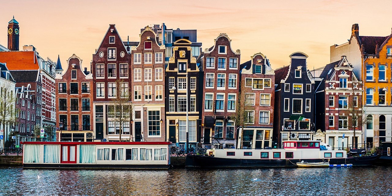 These canal-side facades are icons of Amsterdam