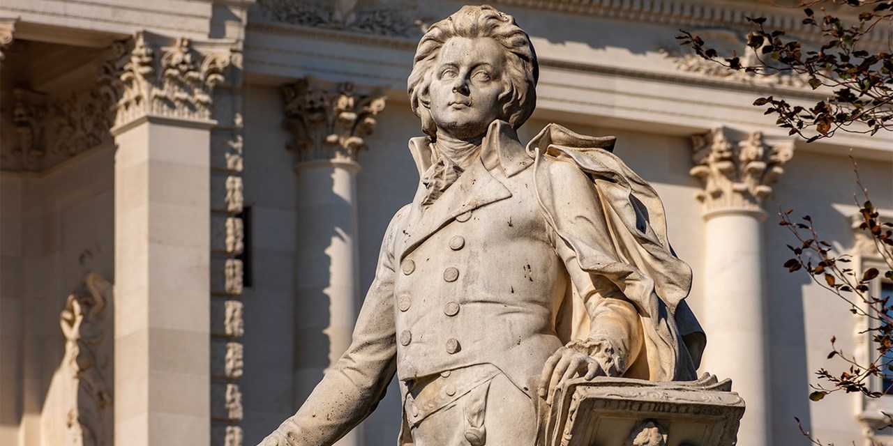 Statue of composer Wolfgang Amadeaus Mozart, a famous Vienna citizen