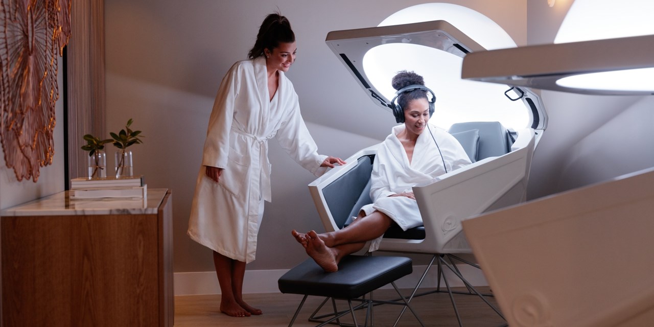 Guests can experience Somadome technology meditation pods