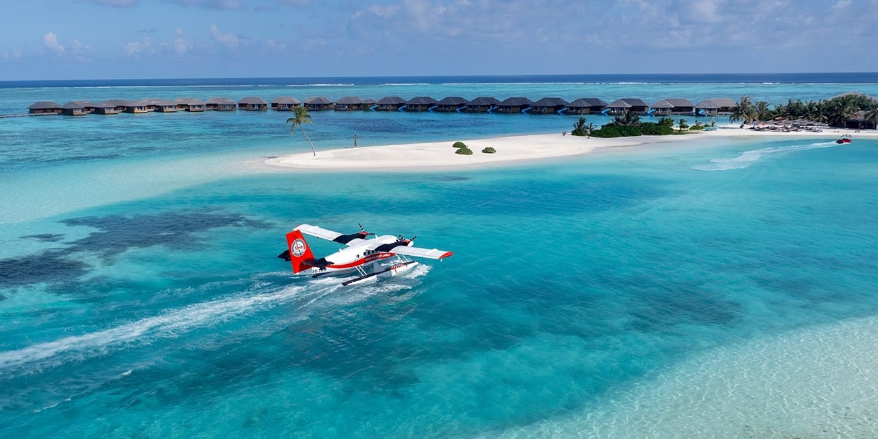 The resort is a 30-minute seaplane transfer from Velana International Airport (MLE)
