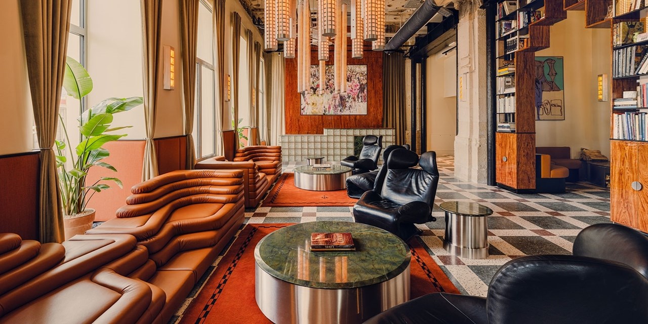The hotel lobby