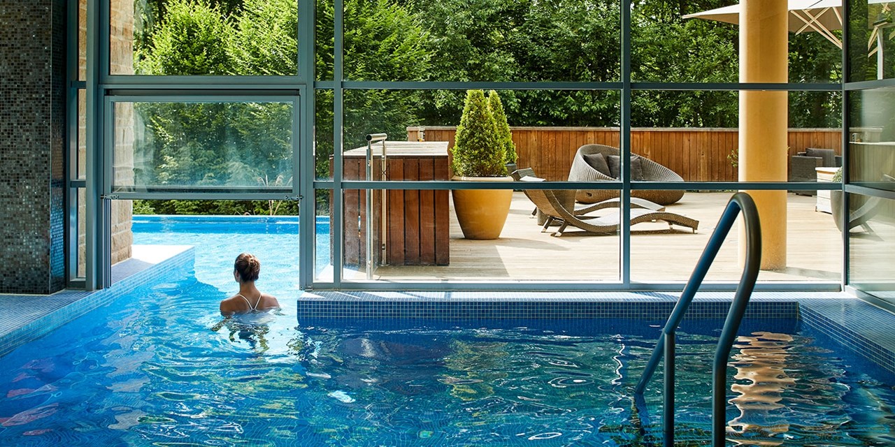 The infinity pool overlooks the forest