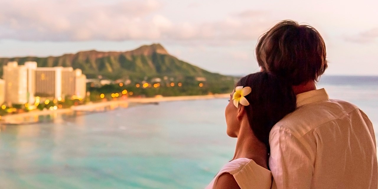 Views of Diamond Head and the Waikiki coastline