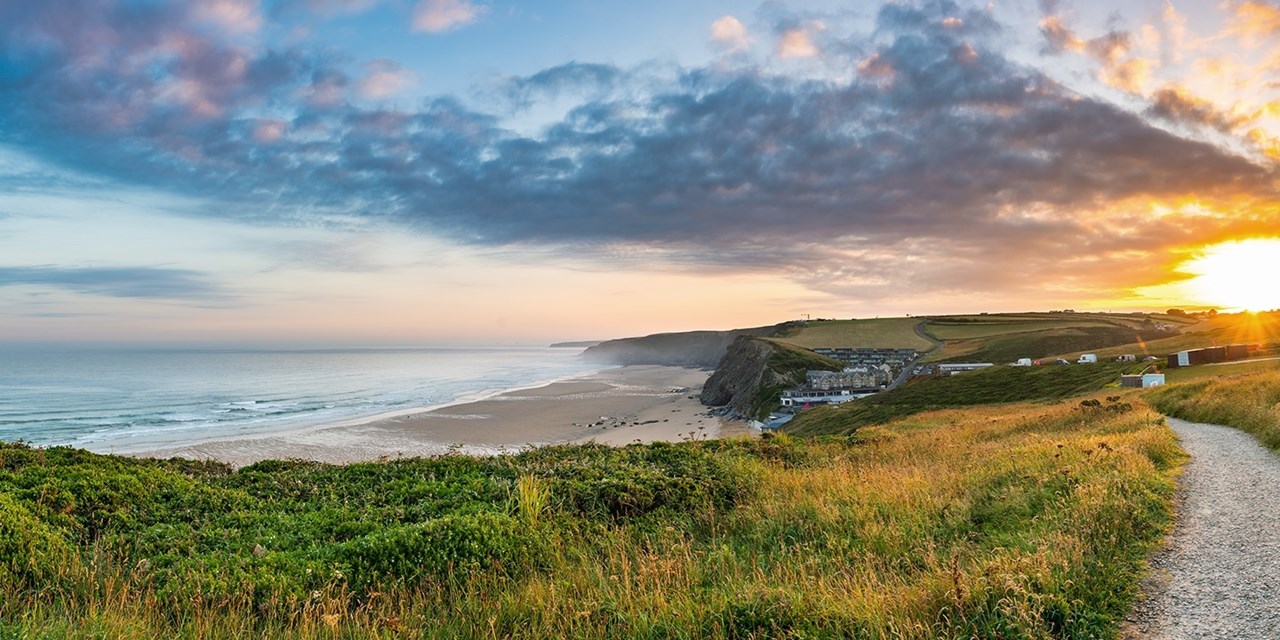 Explore the beautiful North Cornwall coast (pictured: Watergate Bay)