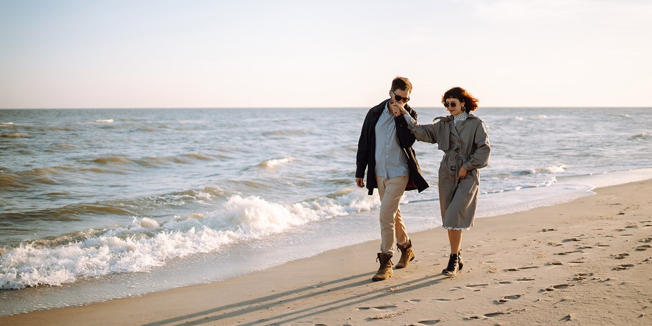 Take a stroll along Porth beach