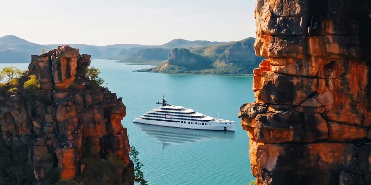 Kimberley by new 128-guest superyacht w/air & stay