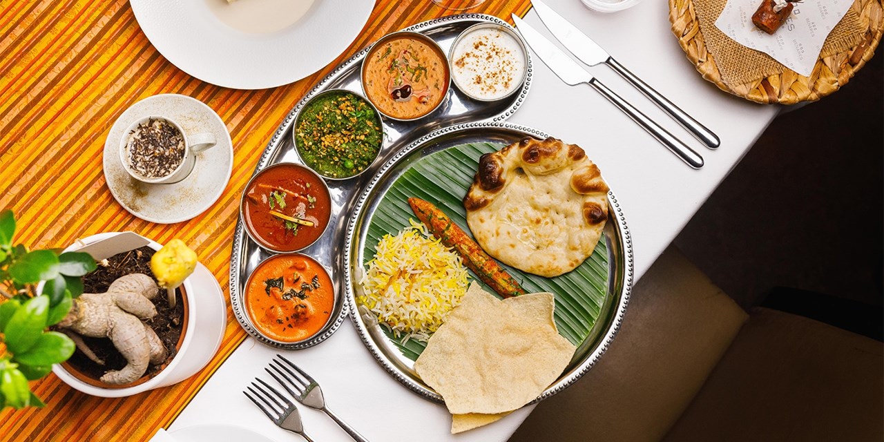 Dine on the thali menu and get a beer or sparkling cocktail for £40 per person