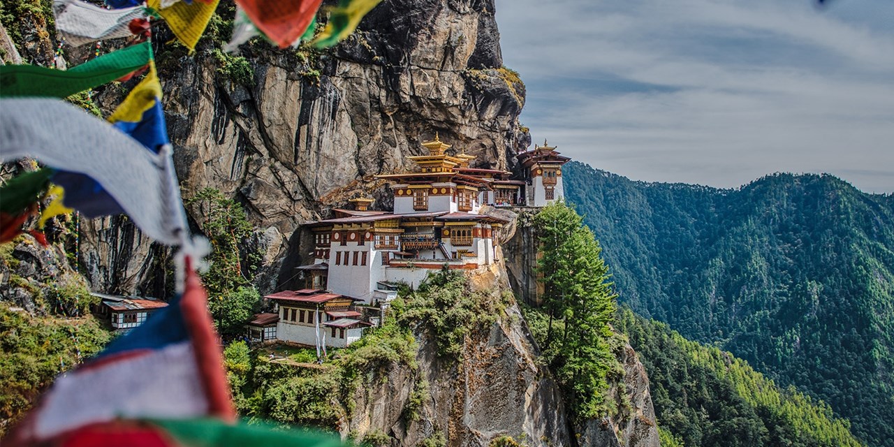 Paro Taktsang monastery (also known as the Tiger's Nest monastery) in Bhutan