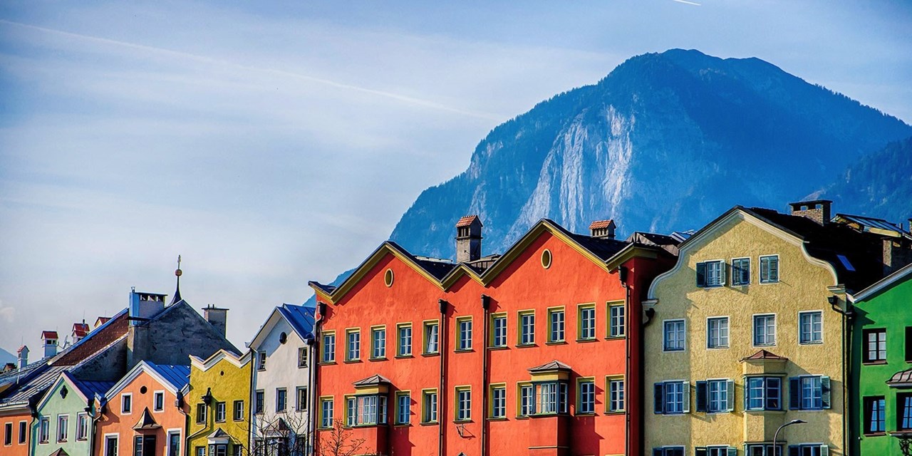 The colourful old town of Innsbruck in the Austrian Alps
