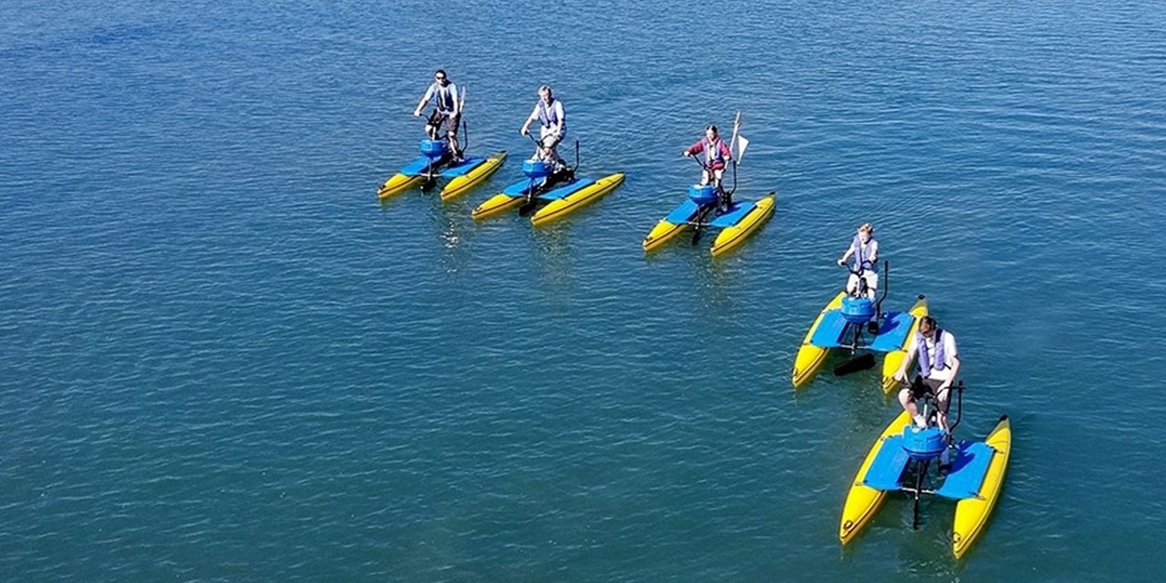 This human-powered craft travels up to 8 miles per hour