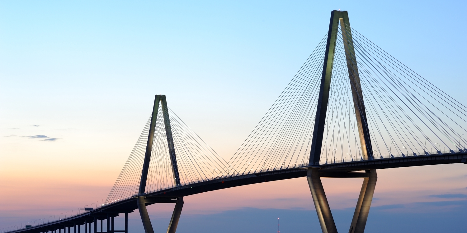 Mount Pleasant is located over the Arthur Ravenel Jr. Bridge from Charleston