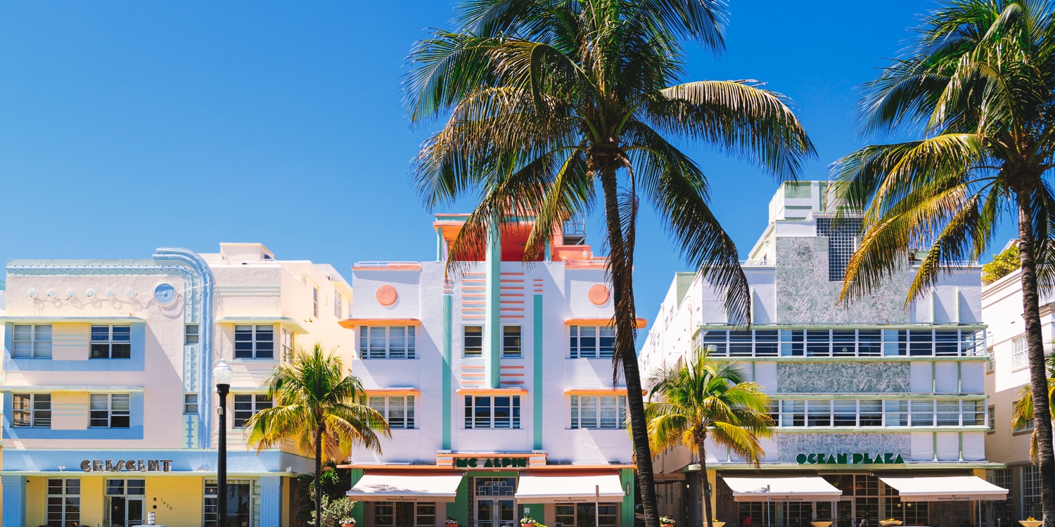 Explore the art deco façades of Ocean Drive within a 10-minute drive from the hotel