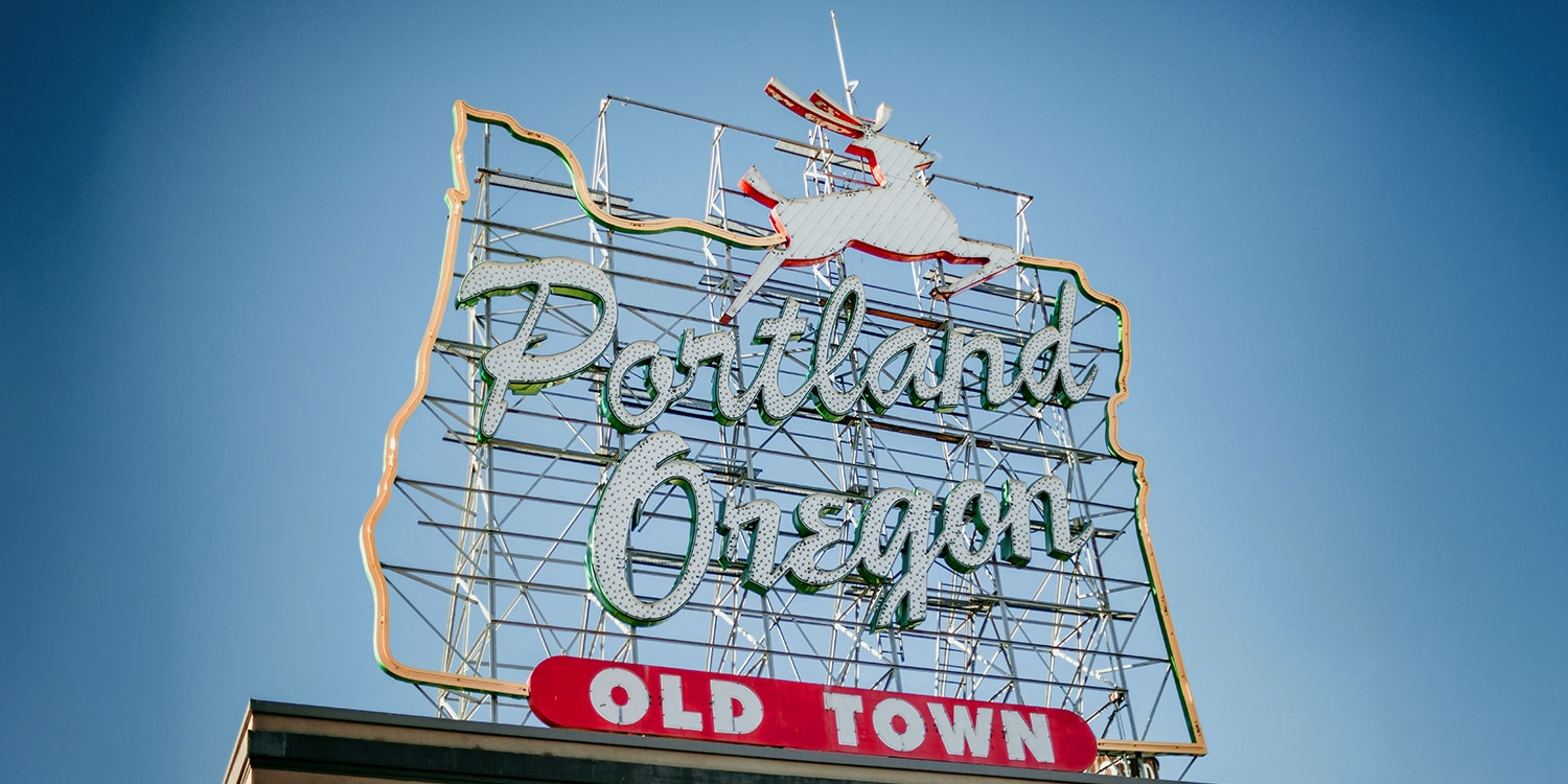 Snap a photo of one of Portland’s most iconic signs before exploring downtown