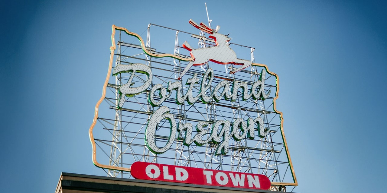 Snap a photo of one of Portland’s most iconic signs before exploring downtown