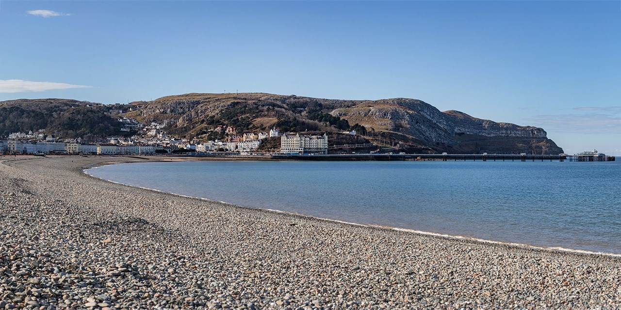 The hotel sits opposite the beach and has views over Llandudno Bay