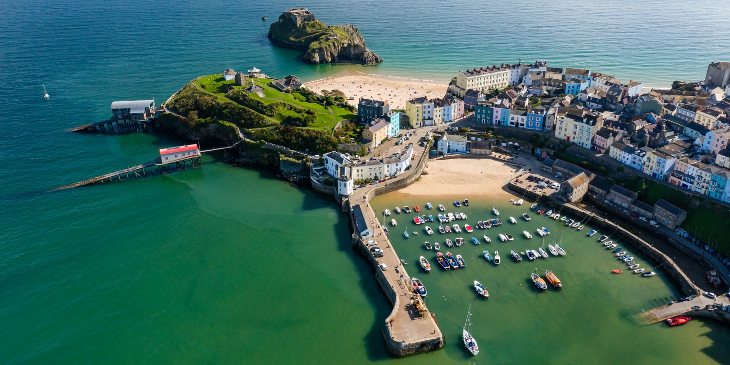 Stay a short drive from the Blue Flag beaches of Tenby (pictured) and Saundersfoot