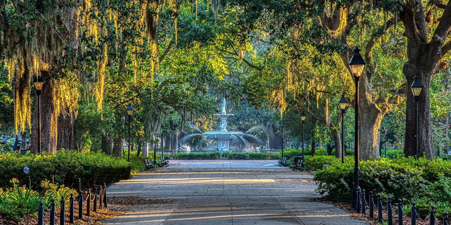Take a stroll under moss-hung oaks and snap a picture by the fountain in Forsyth Park