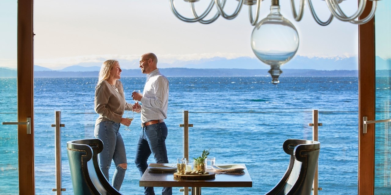 Dine with Elliott Bay views at Seattle’s only overwater hotel