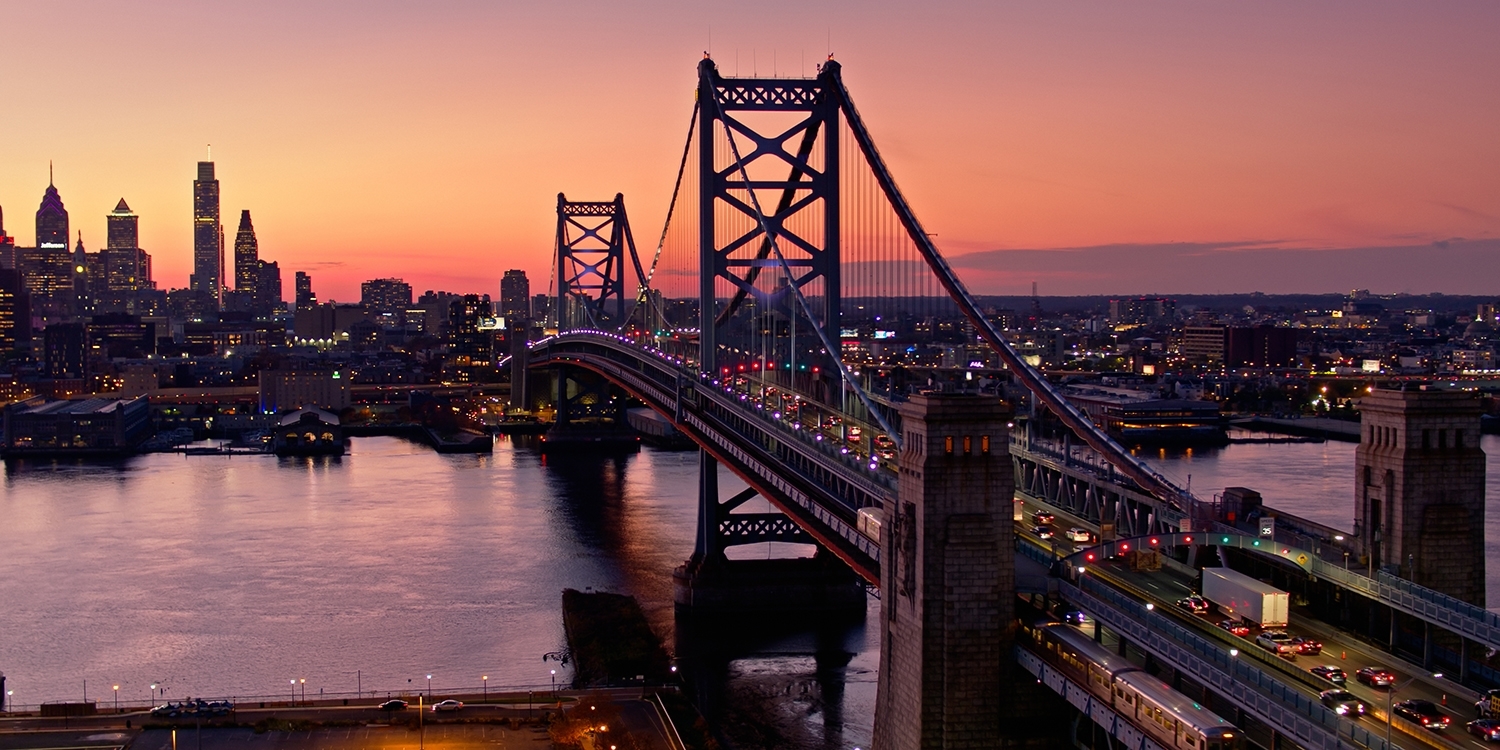 Take in views from the Ben Franklin Bridge Pedestrian Walkway