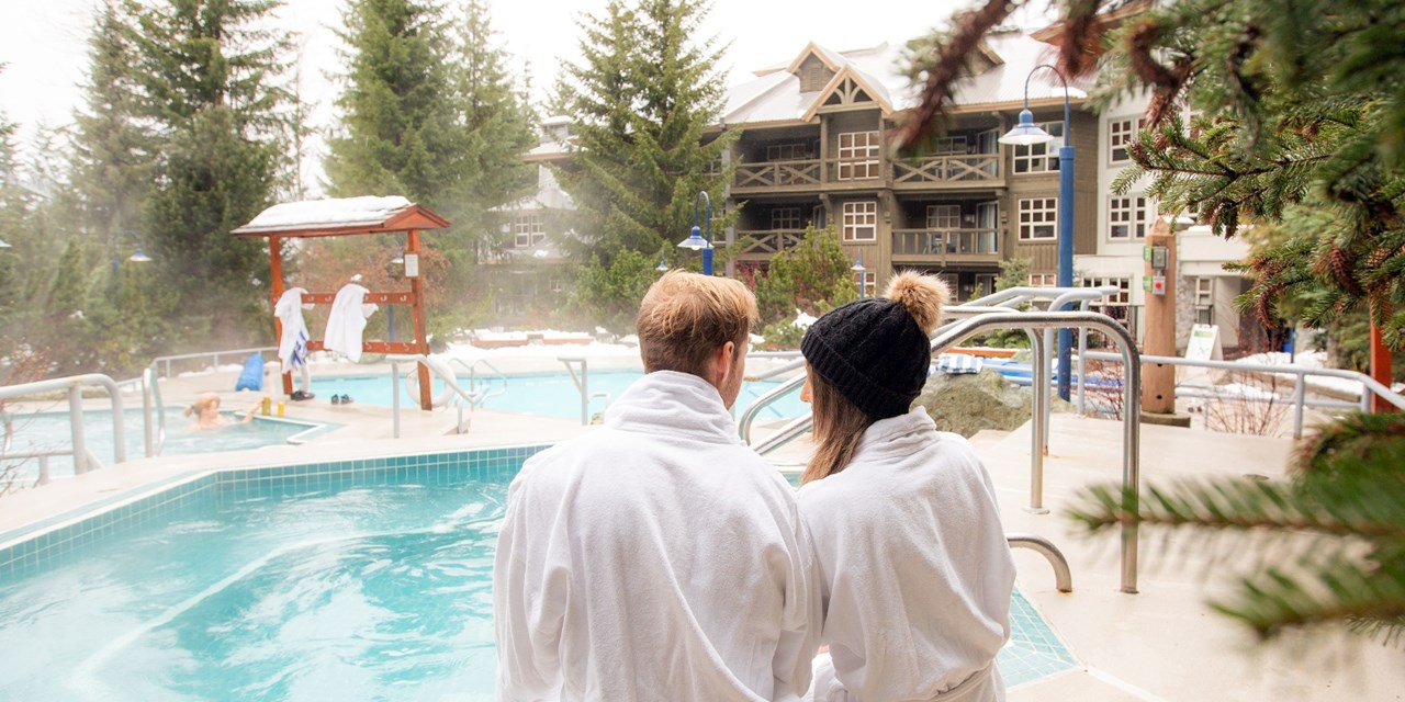 Hot tubs offer mountain views