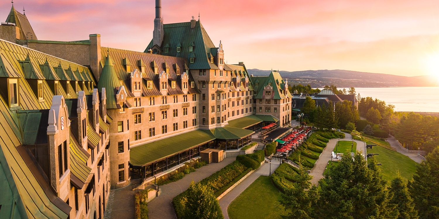 This castle-like resort sits on the water's edge of the St. Lawrence River