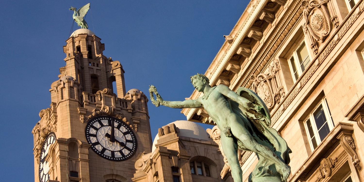 The Liver Building and the Cunard Building—two of Liverpool waterfront's Three Graces