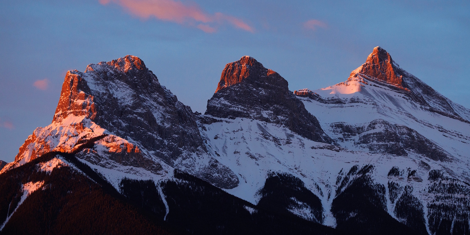Views of the Three Sisters mountains from Canmore
