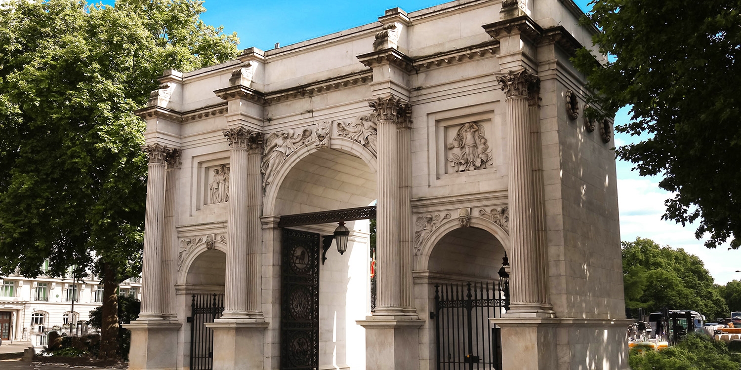 The design of Marble Arch was inspired by the Arch of Constantine in Rome and the Arc de Triomphe in Paris