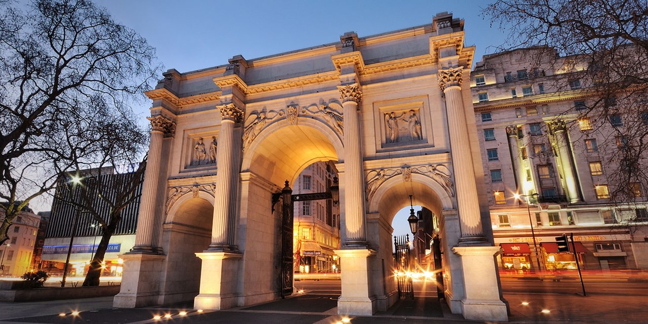 The Marble Arch design was inspired by the Arch of Constantine in Rome and the Arc de Triomphe in Paris
