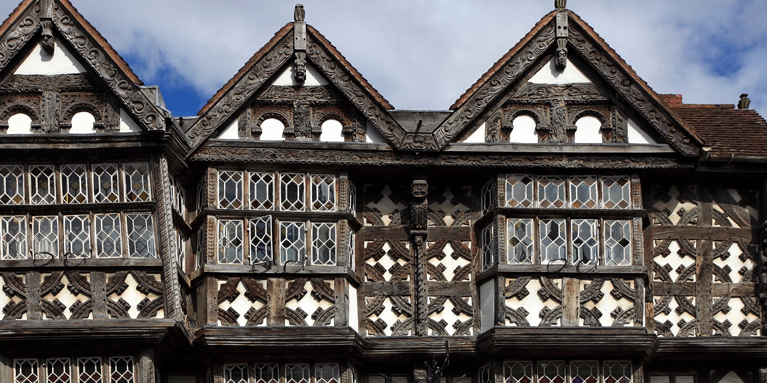 The Feathers Hotel has a striking Tudor facade