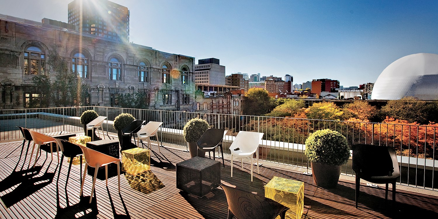 Head to the rooftop for some autumn leaf peeping