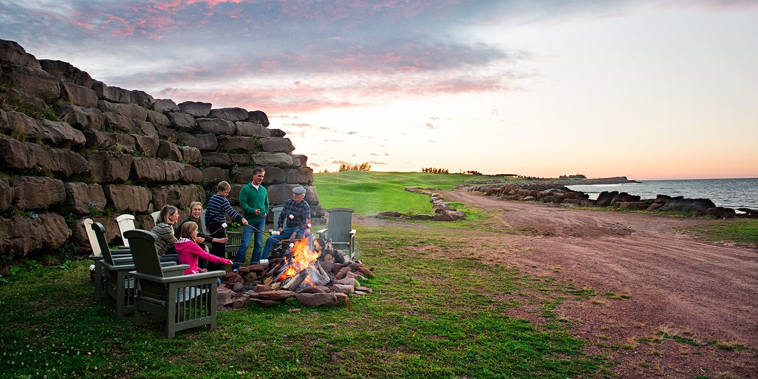 Gather the family for an evening fire by the water