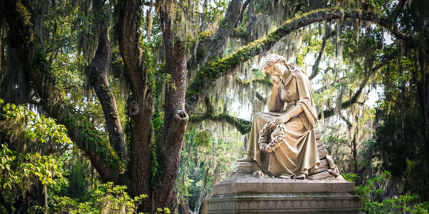 Savannah's Bonaventure Cemetery is well known for its distinctive tombstones and beautiful Southern Victorian setting