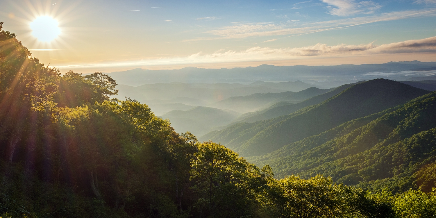 Catch a stunning sunset while hiking the Blue Ridge Mountain trails