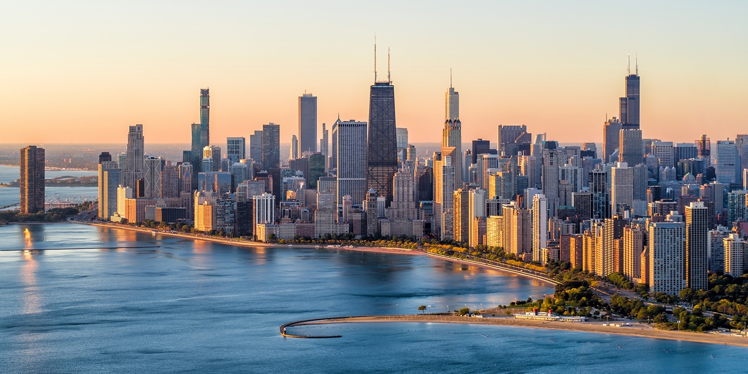 The hotel is about a 15-minute walk from the lakefront trail